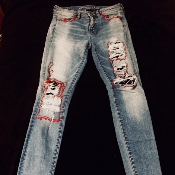 American Eagle Outfitters Denim - Upcycled Skull Jeans